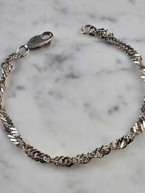 Womens Vintage Estate Twisted Sterling Silver Bracelet 4.2g E6760